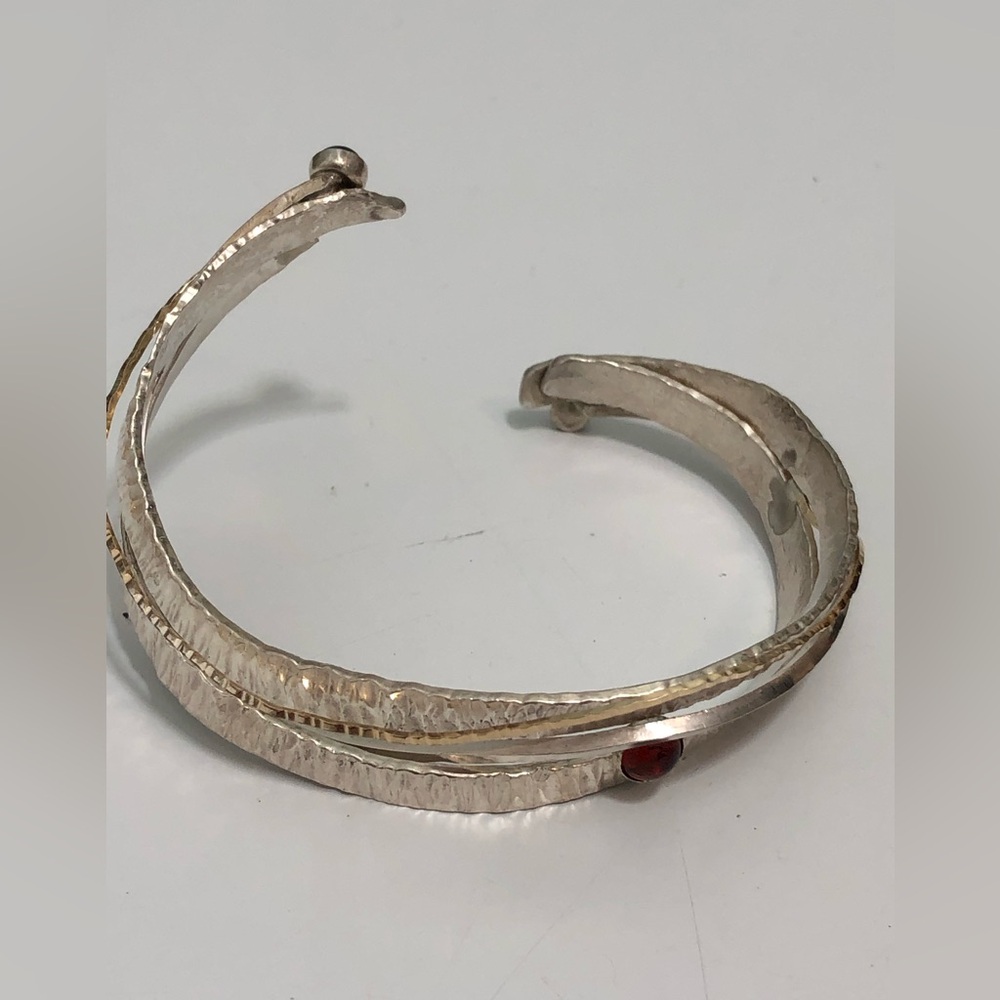 Vtg sterling silver Two Tone cuff bracelet women 28g - Picture 2 of 15